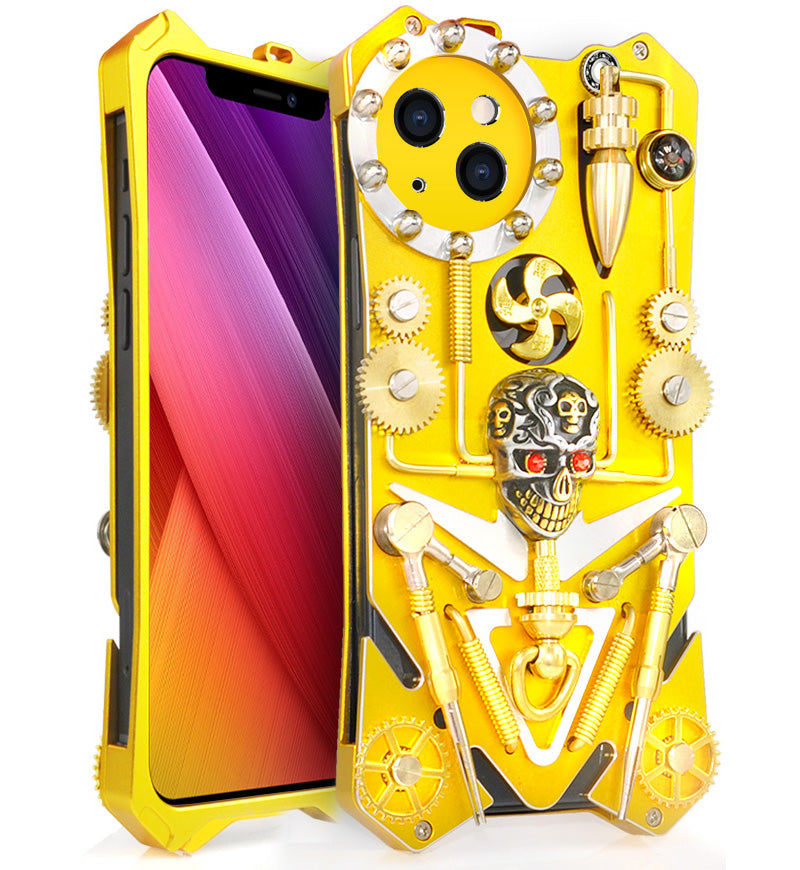 For iPhone 13 6.1 inch Metal Gear Phone Case Mechanical Aesthetic Rugged Shockproof Phone Cover For iPhone 13 6.1 inch Metal Gear Phone Case Mechanical Aesthetic Rugged Shockproof Phone Cover